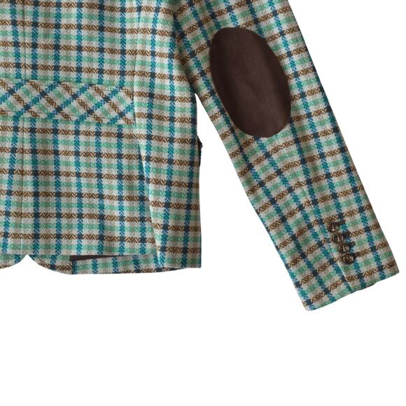 Talbots Wool Plaid Jacket Size 12 – Ruffle Trim & Elbow Patches - Picture 5 of 5